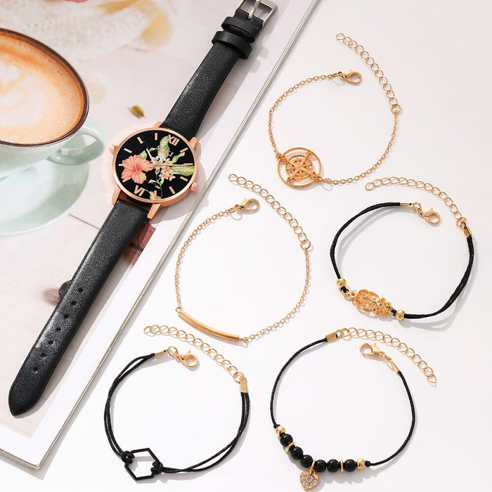 6pcs Set Dainty Quartz Watches Simple Bracelet Women