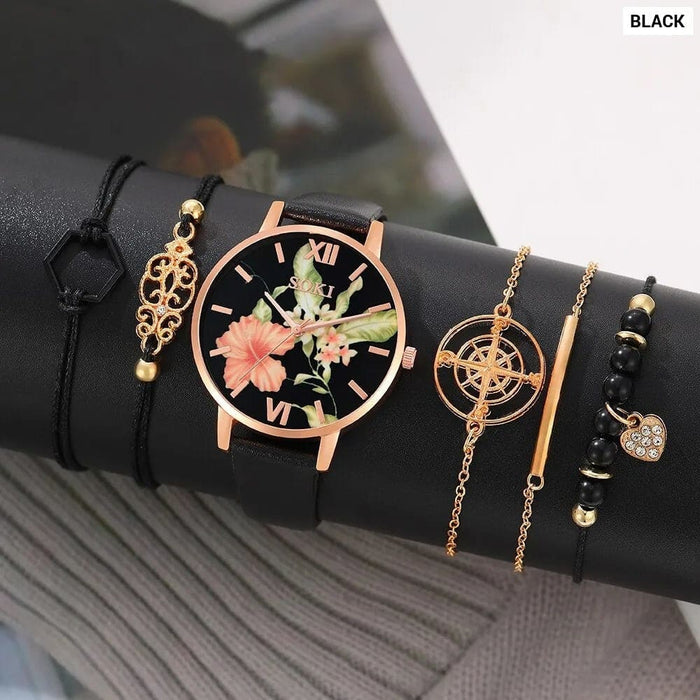 6pcs Set Dainty Quartz Watches Simple Bracelet Women