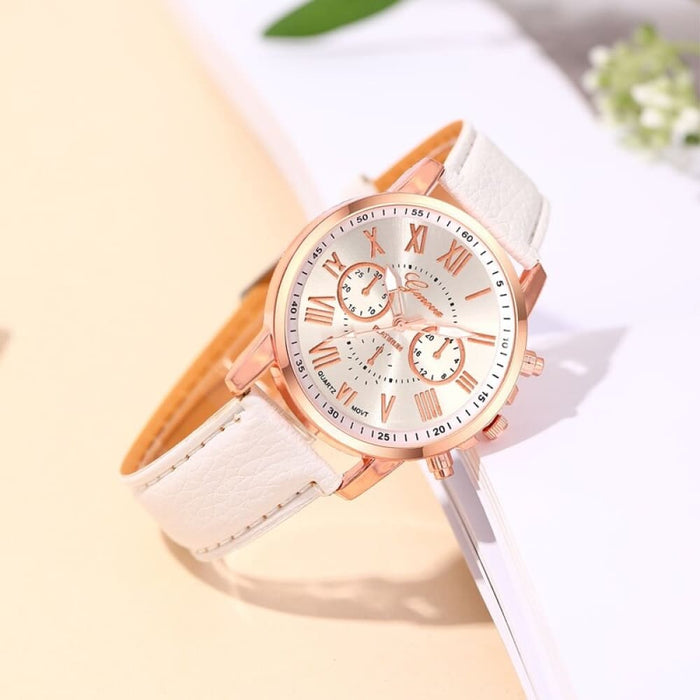 6pcs Set Fashion Women Watches Simple Ladies Business White