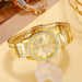 6pcs Set Gold Luxury Watch Women Ring Necklace Earring