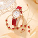 6pcs Set Red Luxury Quartz Watch Women Ring Necklace