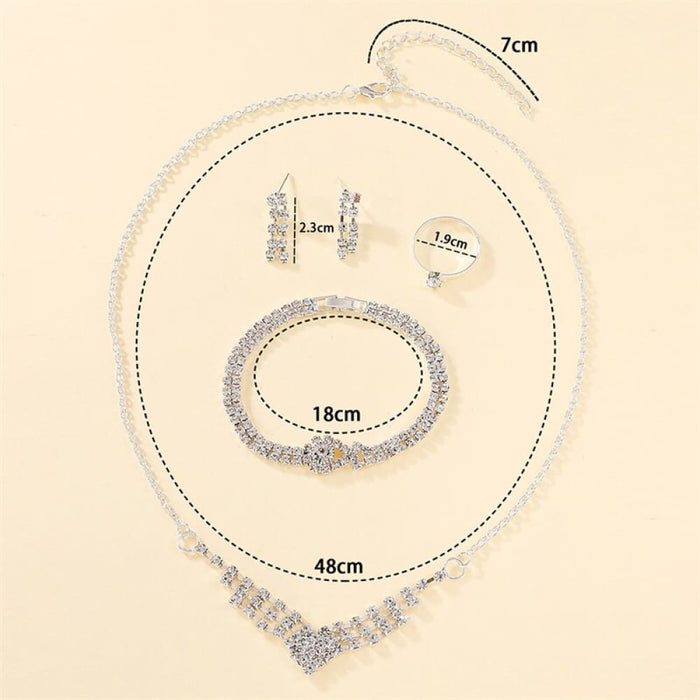 6pcs Set Luxury Watch Women Ring Necklace Earring