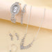 6pcs Set Luxury Watch Women Ring Necklace Earring