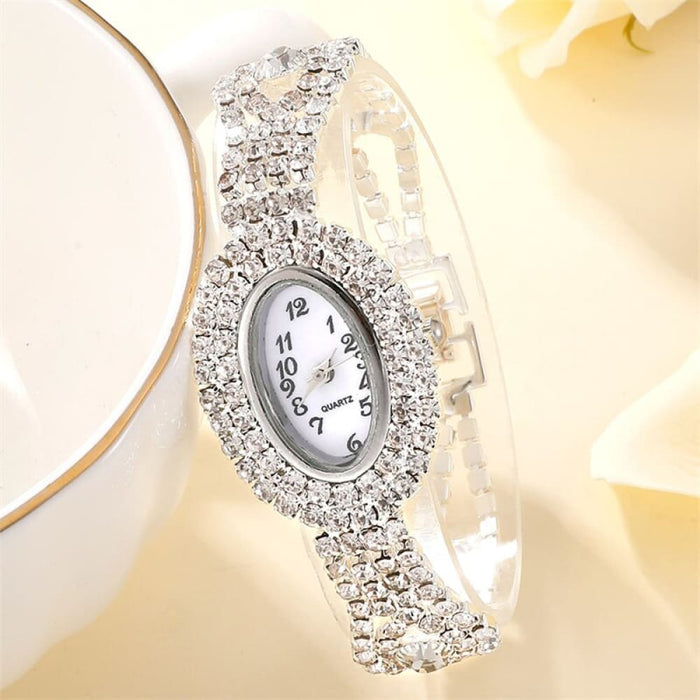 6pcs Set Luxury Watch Women Ring Necklace Earring