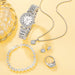 6pcs Set Luxury Watch Women Ring Necklace Earrings