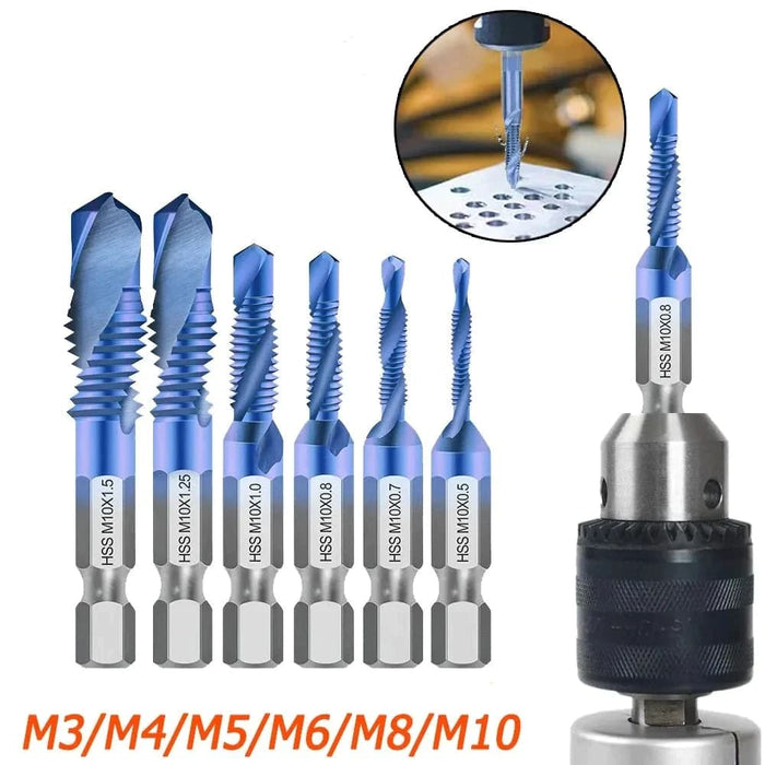 6pcs M3-m10 High-speed Quick Change Screw Tap Drill Hex