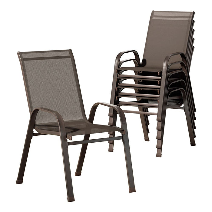 6pcs Outdoor Dining Chairs Stackable Chair Patio Garden