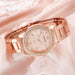 6pcs Set Women Rose Gold Luxury Quartz Watch Rhinestone