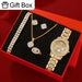 6pcs Set Women Box Watch Golden Luxury Brand Design Watches