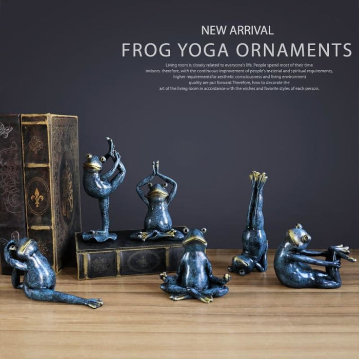 Set Of 6pcs Yoga Frogs Figurines Resin Miniature For Home