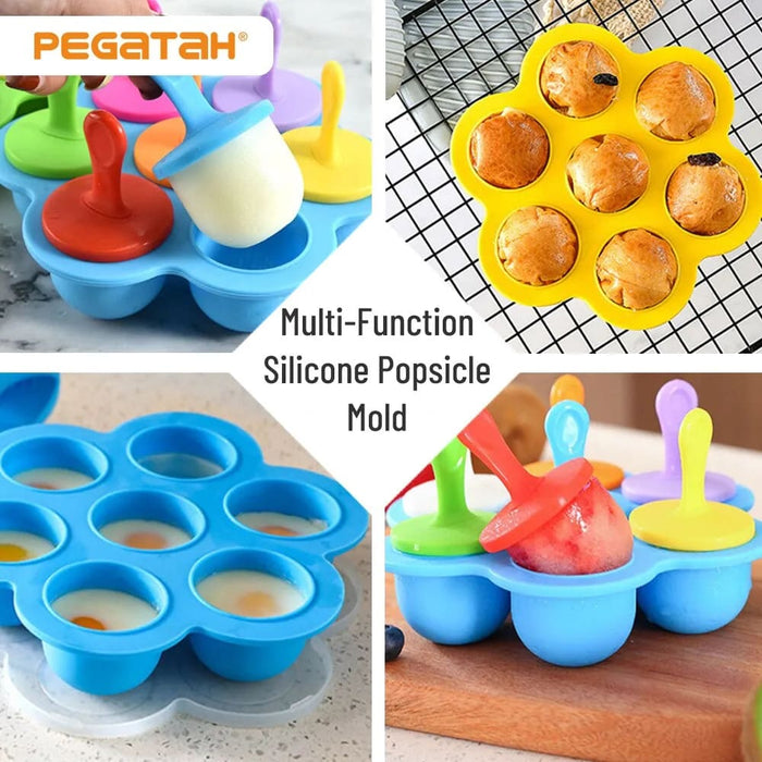 7 Hole Silicone Ice Cream Mold For Kids Popsicle Tray