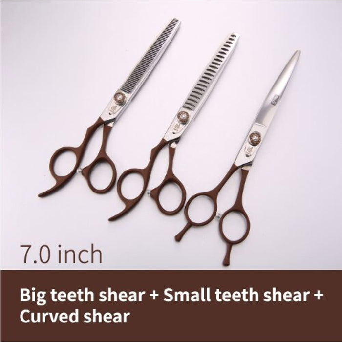 7.0 Inch Left Hand Pet Dog Grooming Thinning Cutting Curved