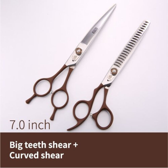 7.0 Inch Left Hand Pet Dog Grooming Thinning Cutting Curved