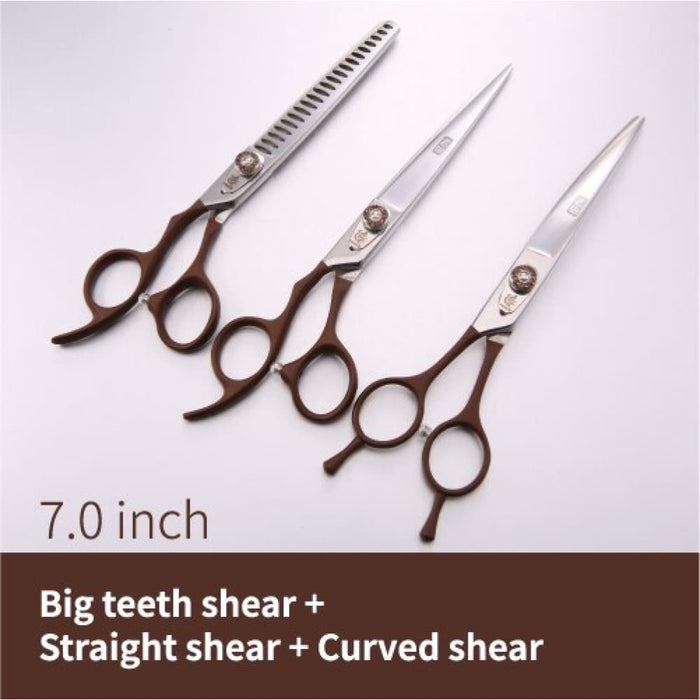 7.0 Inch Left Hand Pet Dog Grooming Thinning Cutting Curved