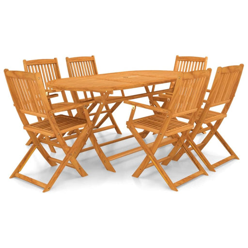 7 Piece Folding Outdoor Dining Set Solid Acacia Wood Aabpi