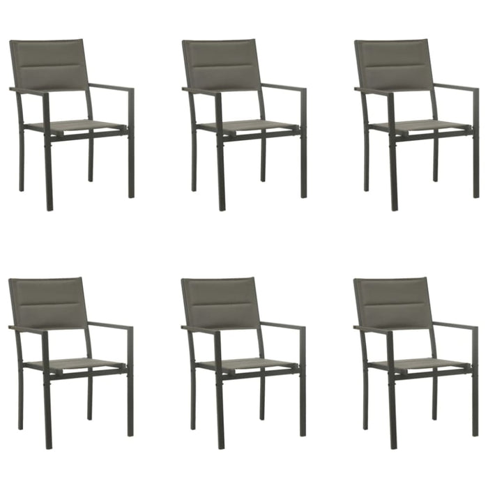 7 Piece Garden Dining Set Black Steel And Textilene Txbbiap