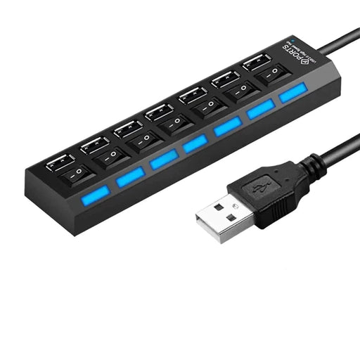 7 Port Usb 2.0 Hub With Power Adapter And Switch Multi