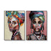 70cmx100cm African Women 2 Sets Black Frame Canvas Wall Art