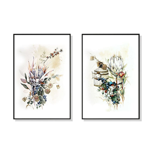 70cmx100cm Berries And Protea 2 Sets Black Frame Canvas