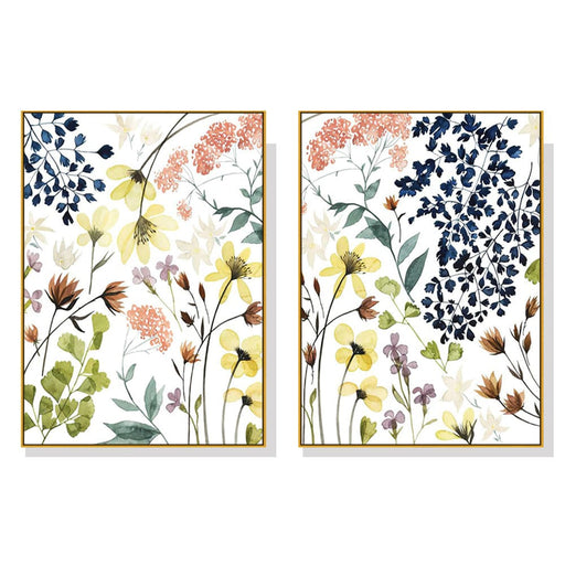 70cmx100cm Flower Composition 2 Sets Gold Frame Canvas Wall