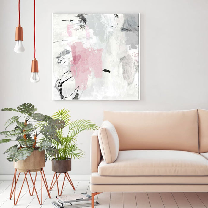 70cmx70cm Abstract Pink Grey 2 Sets White Frame Canvas Wall