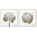 70cmx70cm Gold And White Blossom On 2 Sets Frame Canvas