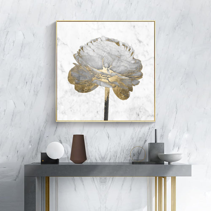 70cmx70cm Gold And White Blossom On 2 Sets Frame Canvas