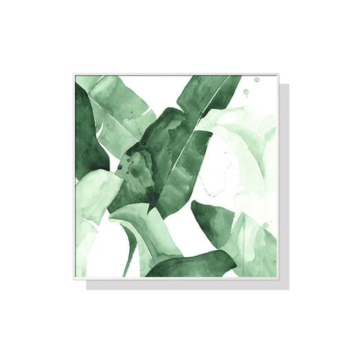 70cmx70cm Tropical Leaves Square Size White Frame Canvas