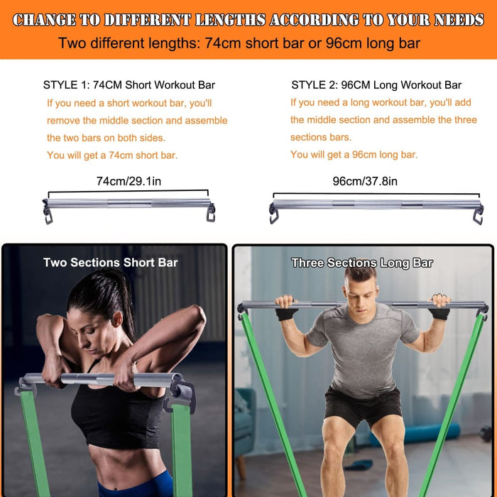 74 96cm Heavy Duty Exercise Bar With Large Hook