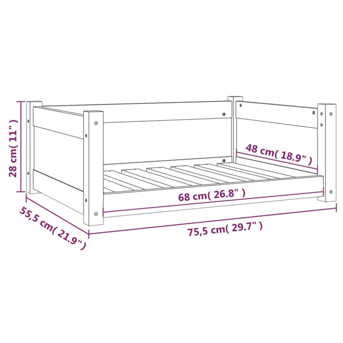 Dog Bed 75.5x55.5x28 Cm Solid Pine Wood Nxoapx