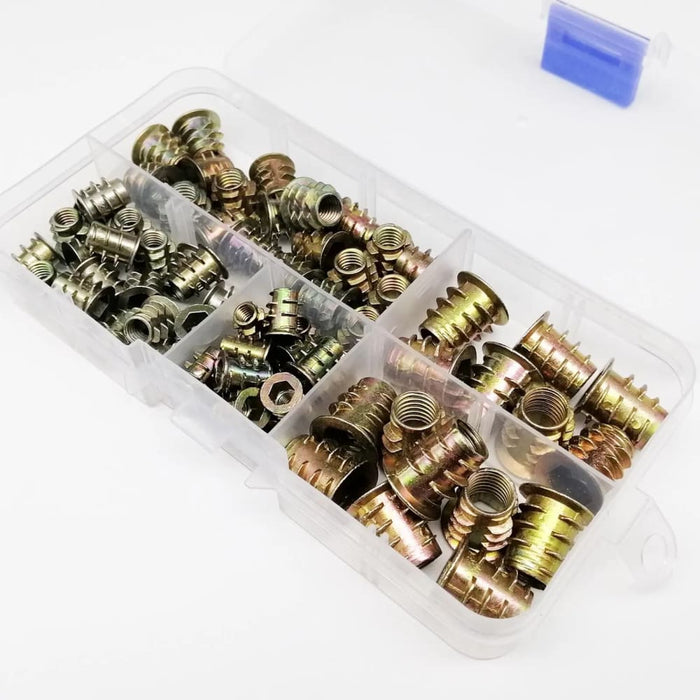 75pcs Mix Size Insert Nut Set Kit For Furniture M4 M5 M6 M8