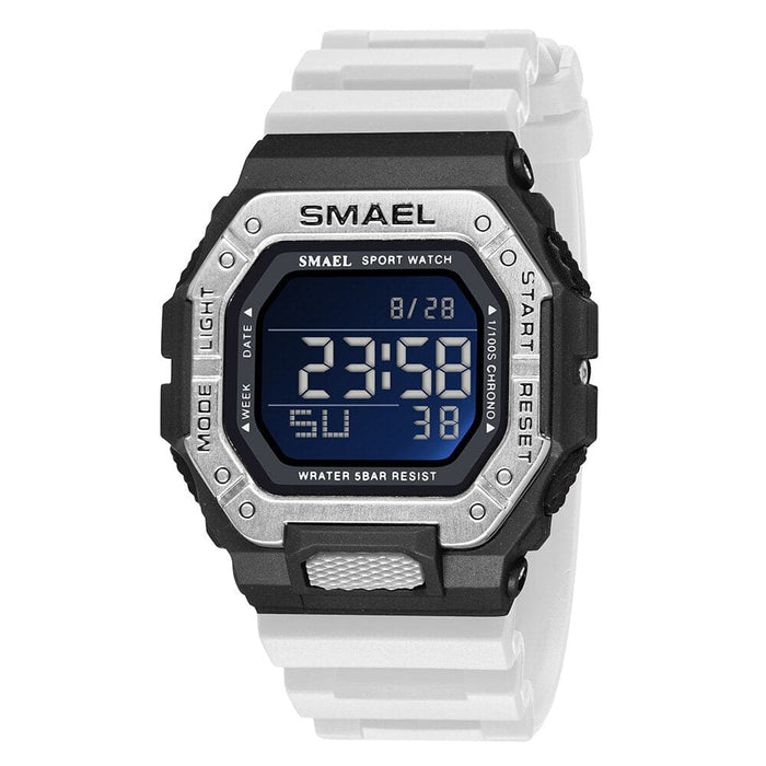 8 In 1 Led Digital Waterproof Watch With Stainless Steel