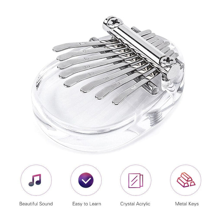 8 Key Mini Thumb Piano Finger Transparent Acrylic Keyboard