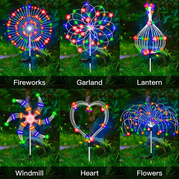 8 Mode Solar Grass Globe Fireworks Lamp For Outdoor Garden