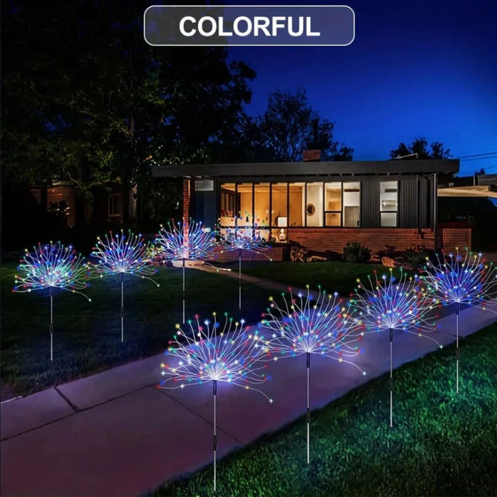 8 Mode Solar Grass Globe Fireworks Lamp For Outdoor Garden