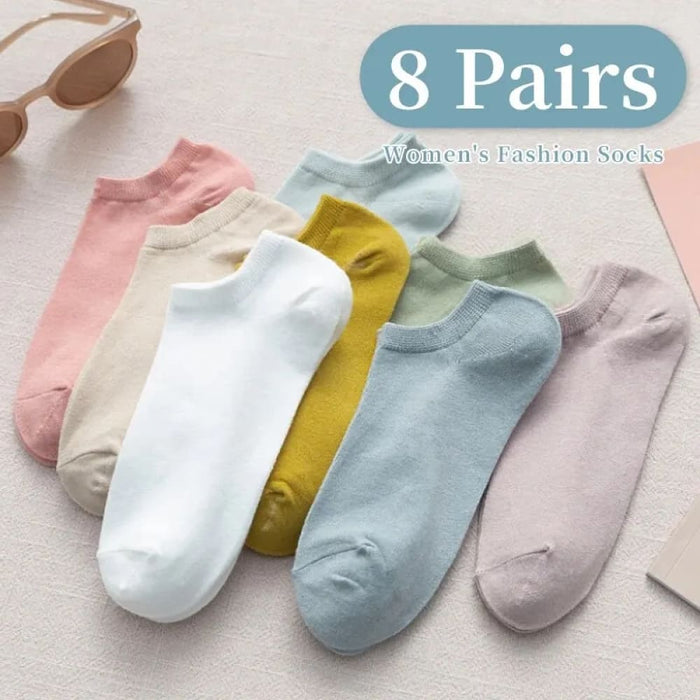 8 Pairs Of Simple Fashion Low Cut Socks Spring/summer