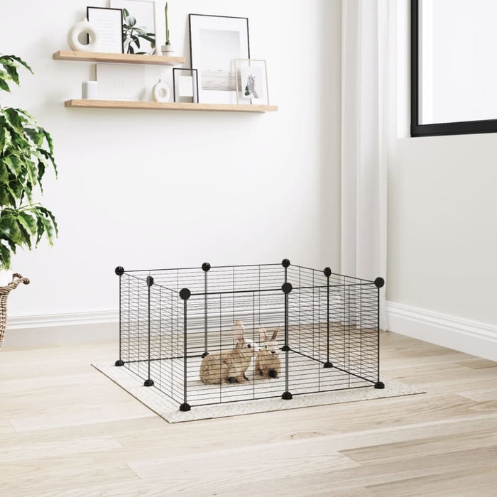 8-panel Pet Cage Black 35x35 Cm Steel Oiolxa