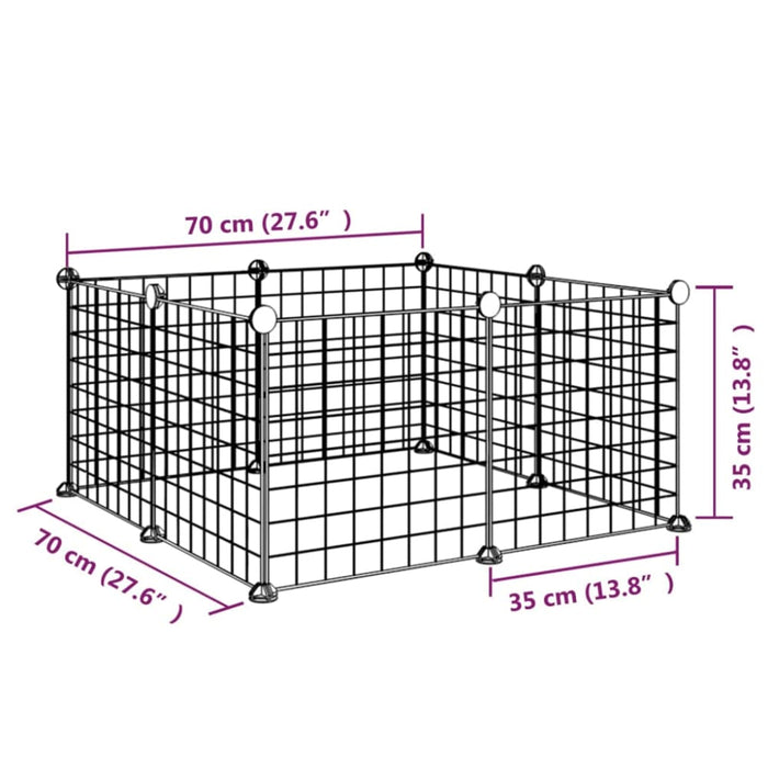 8-panel Pet Cage Black 35x35 Cm Steel Oiolxo