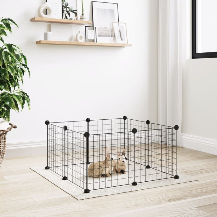 8-panel Pet Cage Black 35x35 Cm Steel Oiolxo