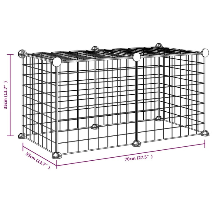 8-panel Pet Cage Black 35x35 Cm Steel Tooabak