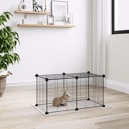 8-panel Pet Cage Black 35x35 Cm Steel Tooabpx