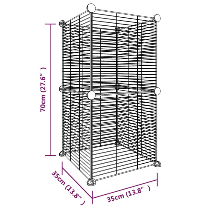 8-panel Pet Cage Black 35x35 Cm Steel Tooabta