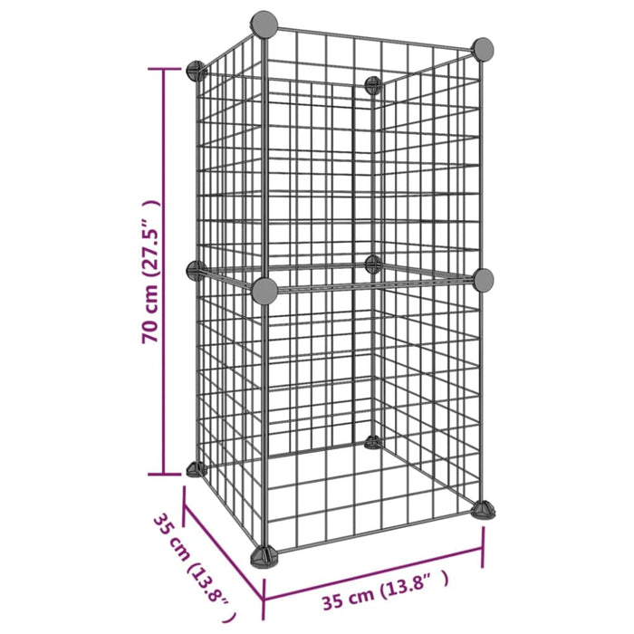 8-panel Pet Cage Black 35x35 Cm Steel Tooabto