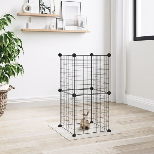 8-panel Pet Cage Black 35x35 Cm Steel Tooabto