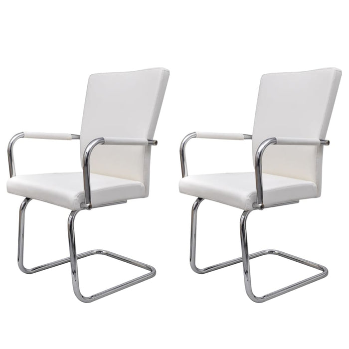 Cantilever Dining Chairs 2 Pcs White Faux Leather Xabkka