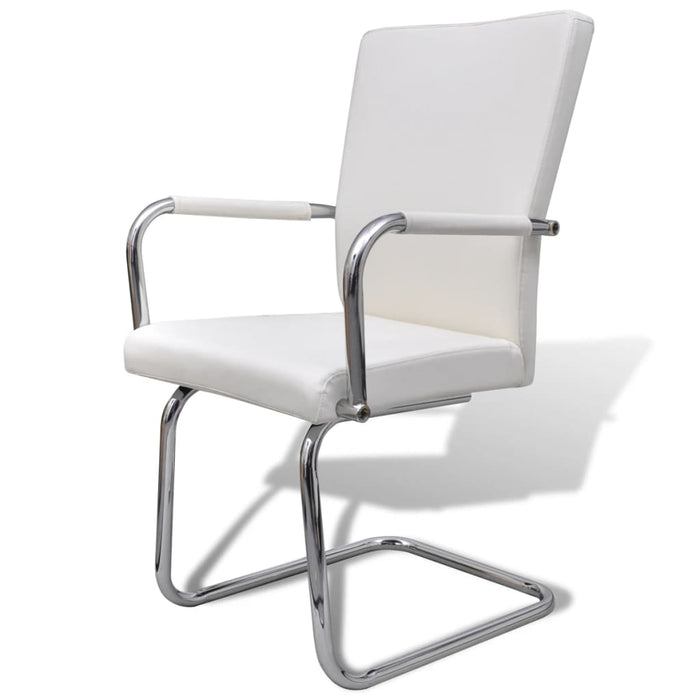 Cantilever Dining Chairs 2 Pcs White Faux Leather Xabkka