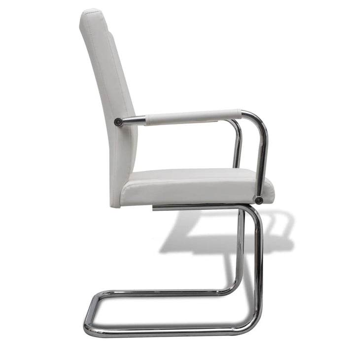 Cantilever Dining Chairs 2 Pcs White Faux Leather Xabkka