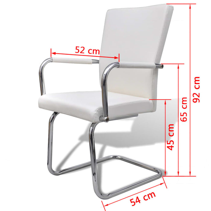 Cantilever Dining Chairs 2 Pcs White Faux Leather Xabkka