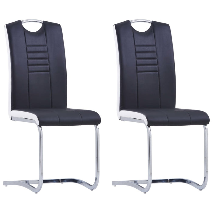 Cantilever Dining Chairs 2 Pcs Black Faux Leather Xnoiio