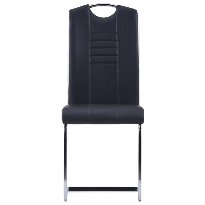 Cantilever Dining Chairs 2 Pcs Black Faux Leather Xnoiio